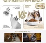 White Dog Bowl, Marble Dog Food Bowl, Non-Slip Water Dish Large, Heavy Duty Pet Bowl for Large Dogs, African Natural Marble, Holds 6 Cups(6lbs) - Image 3