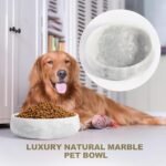 White Dog Bowl, Marble Dog Food Bowl, Non-Slip Water Dish Large, Heavy Duty Pet Bowl for Large Dogs, African Natural Marble, Holds 6 Cups(6lbs) - Image 5