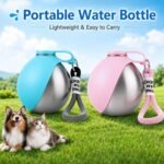 2 in 1 Portable Tumbler for Dogs,Portable Dog Water Ball,10Oz Stainless Steel Dog Water Bottle with Silicone Foldable Bowl, Leak-Proof 2 in 1 Portable Small Dog Water Bottle for Walking - Image 3