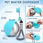 2 in 1 Portable Tumbler for Dogs,Portable Dog Water Ball,10Oz Stainless Steel Dog Water Bottle with Silicone Foldable Bowl, Leak-Proof 2 in 1 Portable Small Dog Water Bottle for Walking - Image 7