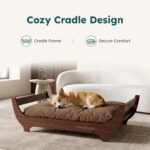 CANAGAN Elevated Wood Dog Bed Frame with Cushion, WalnutPattern, Large - Image 2