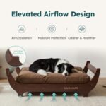 CANAGAN Elevated Wood Dog Bed Frame with Cushion, WalnutPattern, Large - Image 3