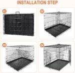 Pet Republic Dog Crates for Large Dogs Folding Metal Wire Dog Gage Double Door 30/36/42Inches Dog Kennel Indoor Outdoor Pet Grates - Image 4