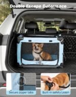 JOYTUTUS Collapsible Dog Crate, 26 Inch Portable Pet Crate for Car, Travel Dog Kennel Foldable Dog Crate for Medium Dog 44lbs, Soft Cat Carrier Fit for Indoor & Outdoor/Car Back Seat/Trunk (Blue) - Image 3