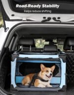 JOYTUTUS Collapsible Dog Crate, 26 Inch Portable Pet Crate for Car, Travel Dog Kennel Foldable Dog Crate for Medium Dog 44lbs, Soft Cat Carrier Fit for Indoor & Outdoor/Car Back Seat/Trunk (Blue) - Image 4