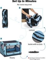 JOYTUTUS Collapsible Dog Crate, 26 Inch Portable Pet Crate for Car, Travel Dog Kennel Foldable Dog Crate for Medium Dog 44lbs, Soft Cat Carrier Fit for Indoor & Outdoor/Car Back Seat/Trunk (Blue) - Image 7