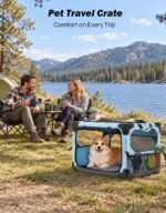 JOYTUTUS Collapsible Dog Crate, 26 Inch Portable Pet Crate for Car, Travel Dog Kennel Foldable Dog Crate for Medium Dog 44lbs, Soft Cat Carrier Fit for Indoor & Outdoor/Car Back Seat/Trunk (Blue) - Image 8