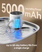 Cordless Wider Tray Dog Water Fountain, 5000mAh Battery Operated Dog Water Bowl Dispenser with 3 Motion Sensor, FEELNEEDY Stainless Steel Pet Water Fountain for Multi-Pets, Easy Setup & Clean, 8L - Image 4
