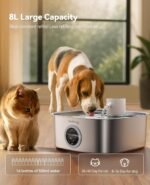 Cordless Wider Tray Dog Water Fountain, 5000mAh Battery Operated Dog Water Bowl Dispenser with 3 Motion Sensor, FEELNEEDY Stainless Steel Pet Water Fountain for Multi-Pets, Easy Setup & Clean, 8L - Image 8