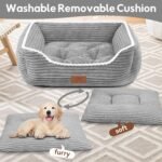 Zerbuger 25in Grey Rectangle Cat Dog Bed Machine Washable Sleeping Sofa - Image 4