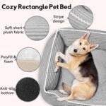 Zerbuger 25in Grey Rectangle Cat Dog Bed Machine Washable Sleeping Sofa - Image 5