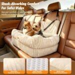 Pawaboo Dog Car Seat Bed, Memory Foam Booster for Medium/Large Dogs, Beige - Image 3
