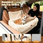 Pawaboo Dog Car Seat Bed, Memory Foam Booster for Medium/Large Dogs, Beige - Image 4