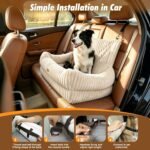 Pawaboo Dog Car Seat Bed, Memory Foam Booster for Medium/Large Dogs, Beige - Image 5