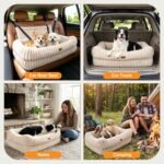 Pawaboo Dog Car Seat Bed, Memory Foam Booster for Medium/Large Dogs, Beige - Image 7