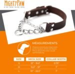 Mighty Paw Martingale Dog Collar - No Pull Design - Stainless Steel Chain - Limited Chain Cinch Training - Brown Leather Martingale Training Collar - Large Size - Image 5