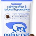 Native Pet Calming Chews for Dogs – Promotes Calming Effect, Supports Emotional Balance & Reduces Hyperactivity – Hemp Seed, Melatonin for Dogs, L-Theanine & Casein -Air-Dried 60 Chews