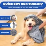 Dog Drying Towel, Absorbent Microfiber Bath Towel with Hand Pockets - Image 2