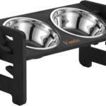 Vantic Elevated Dog Bowls, Raised Dog Bowl Stand Adjustable Small, Black
