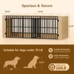 ONBRILL 74" Double Dog Crate Furniture TV Stand for Large Dogs, Natural Oak - Image 3