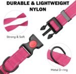 3 PCS Dog Collars for Medium Dogs,Reflective Dog Collar Adjustable Soft Nylon with Safety Locking Buckle Girl Dog Collars,Hotpink+Purple+Red,M - Image 5