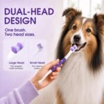 Dual-Head Dog Toothbrush for Medium & Large Dogs, Purple - Image 2