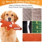 5 Pack No Stuffing Squeaky Dog Toys for Large Dogs - Interactive Durable Plush Chew Toy with Crinkle Paper, Safe Pet Toy for Small to Large Breed, Ideal for Puppy Gifts & Tug of War Toys - Image 4