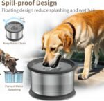 6.5L Dog Water Bowl No Spill 1.6 Gallon Stainless Steel Water Bowl for Dogs 220oz Large Capacity No Splash Slow Drinking Feeder with Anti-Slip Mat for Messy Drinkers 6.5L+2 Filters - Image 3