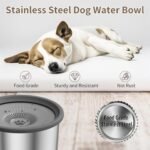 6.5L Dog Water Bowl No Spill 1.6 Gallon Stainless Steel Water Bowl for Dogs 220oz Large Capacity No Splash Slow Drinking Feeder with Anti-Slip Mat for Messy Drinkers 6.5L+2 Filters - Image 8