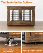 YaFiti Dog Crate Furniture, 32.5” Wooden Indoor Dog Kennel, Rustic Brown - Image 3