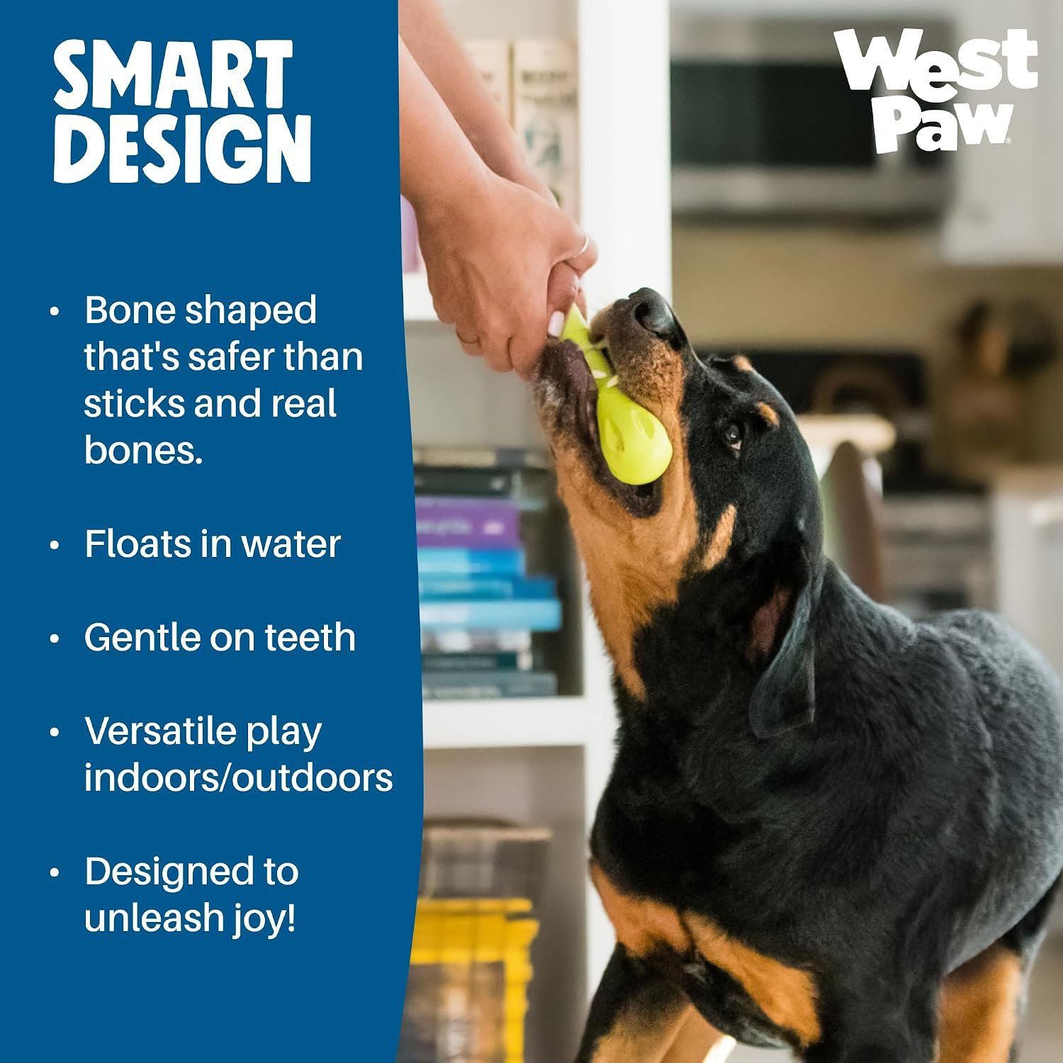 WEST PAW Zogoflex Hurley Dog Bone Chew Toy – Floatable Pet Toys for Aggressive Chewers, Catch, Fetch – Bright-Colored Bones for Dogs – Recyclable, Dishwasher-Safe, Non-Toxic, Large, Aqua - Image 5