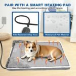 Heated Dog Bed 20x20 Inch Plush Dog Mattress with 9-Level Adjustable Settings, Removable Machine-Washable Cover, Non-Slip Bottom, Gray - Image 6