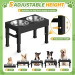 Elevated Dog Bowls, 4 Height Adjustable Raised Bowl Stand with 2 Stainless Steel 7" Food Feeder Bowls for Small Medium and Large Dogs （Plastic） - Image 6