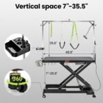 YORKING 50" Professional Electric Dog Grooming Table, Height Adjustable Pet Grooming Table with Hand & Foot Control, Heavy Duty Dog Grooming Station, Anti-Slip Tabletop, Tool Tray & LED Light - Image 3