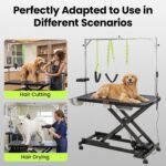 YORKING 50" Professional Electric Dog Grooming Table, Height Adjustable Pet Grooming Table with Hand & Foot Control, Heavy Duty Dog Grooming Station, Anti-Slip Tabletop, Tool Tray & LED Light - Image 4