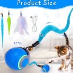 BABORUI Interactive Cat Toy Ball - Automatic Interactive Cat Toys for Indoor Cats with 3 Tails, 2 Speeds Rechargeable Cat Enrichment Toys for Small/Medium/Large Cats to Keep Them Busy(Blue) - Image 5