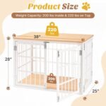 DUMOS Dog Crate Furniture 38 Inch Indoor Crate Dog Cage Wooden Kennel - Image 7