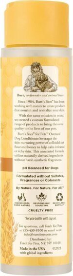 Burts Bees for Pets Oatmeal Dog Conditioner, Fragrance-Free, 10 Fl Oz, 2-Pk - Image 8
