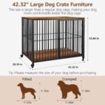 42.3" Large Dog Crate Furniture Foldable, Heavy Duty Dog Kennel Indoor - Image 3