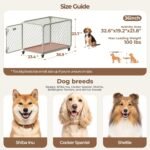 36 Inch Medium Dog Crate with Lockable Wheel, Diamond Mesh Metal Dog Crates for Medium Dogs, up to 100 lbs, Leak-Proof Tray, Easy Assembly&Lightweight Pet Dog Kennel Cage, Sage Green - Image 3