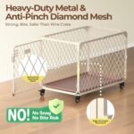 36 Inch Medium Dog Crate with Lockable Wheel, Diamond Mesh Metal Dog Crates for Medium Dogs, up to 100 lbs, Leak-Proof Tray, Easy Assembly&Lightweight Pet Dog Kennel Cage, Sage Green - Image 4