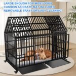 Heavy Duty Dog Crate 54 inch Dog Pet Kennel Cage for Extra Large Giant Dog with 2 Doors Lockable Wheels Removable Trays Top Access All Metal Durable - Image 3