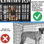 Heavy Duty Dog Crate 54 inch Dog Pet Kennel Cage for Extra Large Giant Dog with 2 Doors Lockable Wheels Removable Trays Top Access All Metal Durable - Image 6