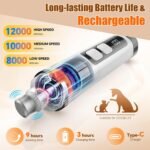 Dog Nail Grinder Electric Powerful 3 Speeds Dog Nail Clippers with Lights Quiet Cat Nail Clipper Painless Care Trimmers Tools for Small Medium Large Dogs and Cats (Black) - Image 7