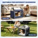 Collapsible Soft Dog Crate for Small Dogs, Portable Travel Kennel, Bule - Image 6