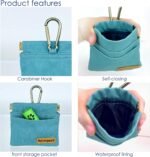 Raisingwell Dog Treat Pouch, Green Pocket Sized Pet Training Pouch, Cotton Fabric, Hand Free Dog Walking Bag with Carabiner, Self-Closing Pet Feed Snack Reward, for Puppy Travel or Outdoor Use - Image 3