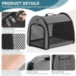 PETSFIT Portable Dog Crate, Travel Dog Crate - 19 Inch Lightweight, Roomy, Easy to Set Up, Sturdy Collapsible Dog Kennel with Thick Mat, Grey - Image 3