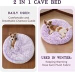 NOYAL Calming Donut Dog Bed, Hooded Cave with Blanket - Image 2