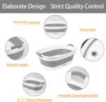 Collapsible Dog Bath Tub, Portable Puppy Bathtub with Drain Plug, Gray - Image 3