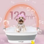 Collapsible Dog Bath Tub, Portable Puppy Bathtub with Drain Plug, Gray - Image 4